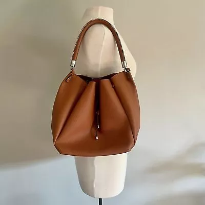 Zara Camel Drawstring Bucket Bag • $35