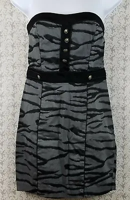 Womens Juniors Divided H And M Mini Dress Strapless Gray Black Size 6 • $8