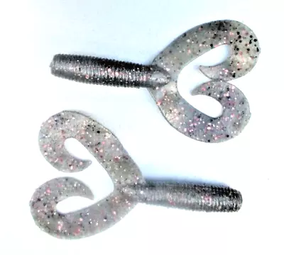 20ct SMOKE RED SILVER & BLACK Fl 4  Double Tail GRUBS Bass Fishing Jigs Trailers • $12.99