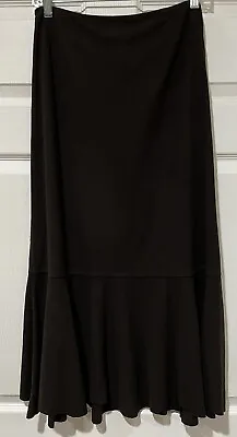 J. Jill Sz 10 A-Line Brown Ruffle Hem Midi Skirt W/Side Zip/Clasp Very Soft! • $17
