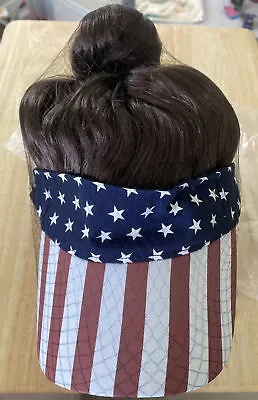 USA Visor Man Bun Halloween Costume Hat & Wig • $15