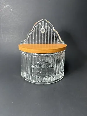 Vintage Hoosier Salt Box Ribbed Glass Cellar Wall Mount Or Counter Top • $69.99