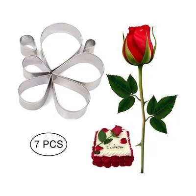 £5.99 • Buy Rose Flower Petal Teardrop Shaped Cookie Cutters - SET OF 7 Stainless Mould Leaf