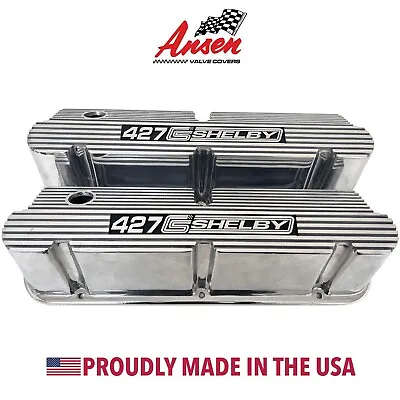 Ford Small Block 427 CS Shelby Logo Pentroof Tall Polished Valve Covers - Ansen • $495