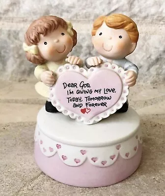 Vintage Enesco Dear God Kids  Endless Love  Music Box 1984 • $19.99