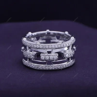 1.38ct Mens Lab Created Moissanite Mariner Eternity Band 14K White Gold Plated • $170.19