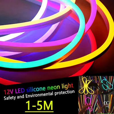 LED Strip Lights Flexible Neon Flex Rope Lights Waterproof Outdoor Lighting 12V • £6.79