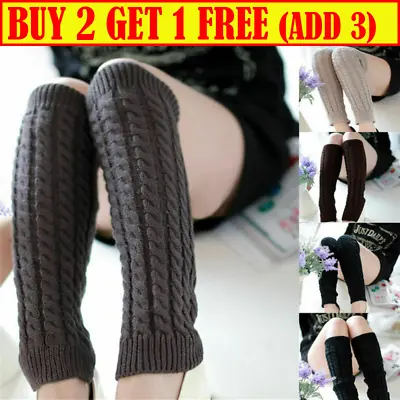 £2.99 • Buy Women Ladies Winter Warm Knitted Crochet High Knee Leg Warmers Leggings Socks