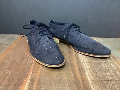 Zara Basic Collection Blue Suede Women’s Casual Lace Up Shoes Loafers Sz 39/9 • $19