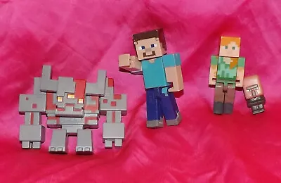 🌈 LOT 4 Minecraft Dungeons Redstone Monstrosity Steve Alex & Villager Figure • $9.95