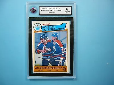 1983/84 O-pee-chee Hockey Card #23 Wayne Gretzky Mark Messier Hl Ksa 8 Nm/mt Opc • $78.99