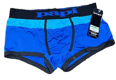 Papi Brazilian Trunks -Men's Low Rise Underwear Waves Blue Block L BNWT • $5.99