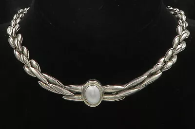 MICHAEL DAWKINS 925 Silver - Vintage Pearl Dome Twist Chain Necklace - NE2814 • $691.50