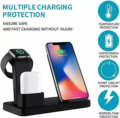 $36.98 • Buy Multi 3in1 Qi Wireless Fast Charger Dock Stand For Apple Watch Air Pods IPhone