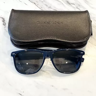 Ermenegildo Zegna EZ 0009 90D Blue Grey Sunglasses 56-15-140 Zeiss Lens Leather • $128