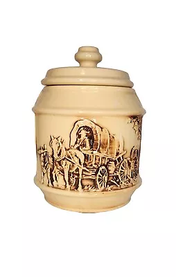 McCoy's Western Vintage Early American Family/ Wagon Cookie Snack Jar Crazing • $35.95