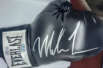 MIKE TYSON AUTOGRAPHED BLACK EVERLAST BOXING GLOVE RH IN SILVER BECKETT Coa With • $178.89