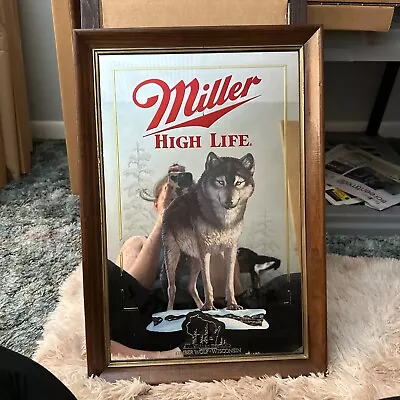 Miller High Life Timber Wolf Wisconsin Beer Mirror  • $115