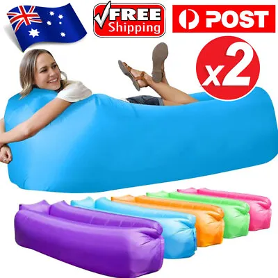 2PCS Fast Inflatable Lazy Lounge Camping Air Bag Sofa Bed Hangout Beach Sleeping • $25.99