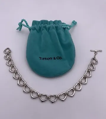 Tiffany Elsa Peretti 925 Sterling 8mm Continuous Open Heart Toggle Bracelet • $452