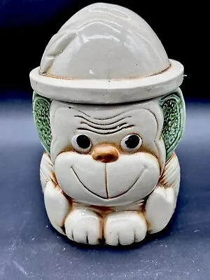 Vintage 1960 German Monkey Feather Hat Ceramic Cookie Jar 8.5x5in • $27.88