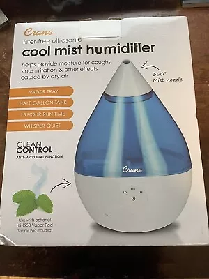 Crane Droplet Ultrasonic Cool Mist Humidifier - Blue/White - New/Open Box • $27.99