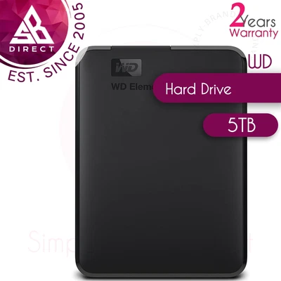 $332.53 • Buy Western Digital Elements Portable 5TB USB 3.0 External Hard Disk Drive HDD│Black