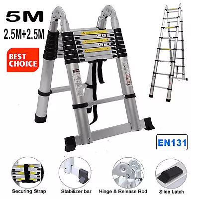 16.5FT Aluminum Telescoping Extension Ladder 330lbs Capacity A-Frame Lightweight • $97.41