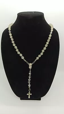 Vintage Rosary Frosted Glass Beads & Faceted Glass Crystal Beads 17.5  • $24.99