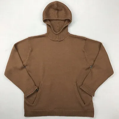 Vintage Macgear Sweater Jacket Mens M Brown Y2K Pullover Wool Blend Hooded • $34.84