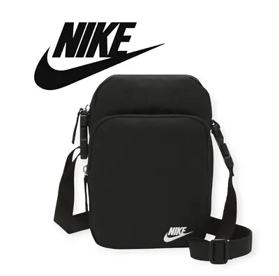 Nike Heritage Tote 2.0 Crossbody Festival Travel Bag - Black / White Swoosh • $42.99