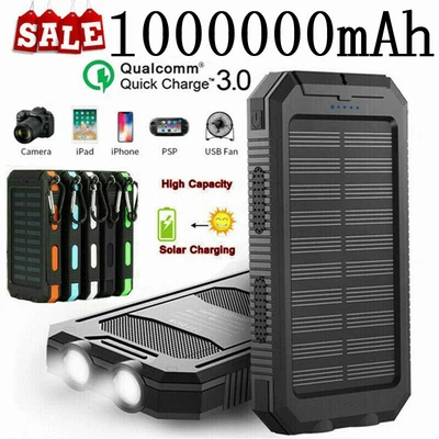 $8.99 • Buy Portable Solar Power Bank 1000000mAh USB External Battery Charger For Cell Phone