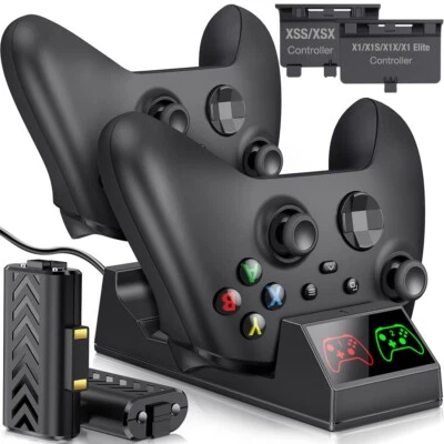 $32.99 • Buy For XBox One Series X/S Controller USB Charger Station Dock+Rechargeable Battery