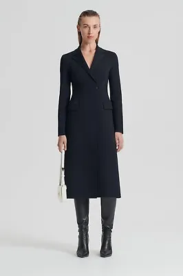 $604 • Buy SCANLAN THEODORE BLACK CREPE KNIT TAILORED COAT Size S