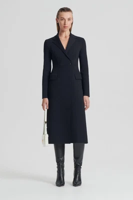 $604 • Buy SCANLAN THEODORE BLACK CREPE KNIT TAILORED COAT Size S