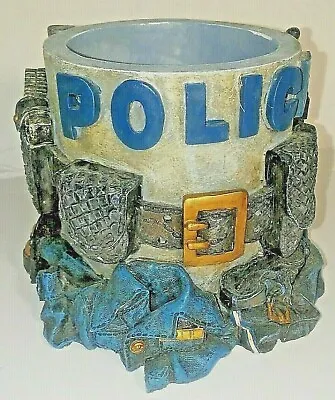 VANMARK Handcrafted BLUE HATS Of BRAVERY POLICE Pencil Pen Holder Desk 1998 Gift • $24.89