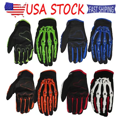 Motorcycle Skeleton Gloves Skull Full Finger Gloves Breathable Anti-Slip Gloves • $12.69