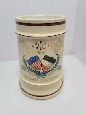 Pottery Print Over Glaze 1/4L American & German Shields For Gathering In 1916 • $54.99