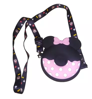 HELLO Minnie Mouse Silicone Crossbody Mini Bag Pink And Black Rubber Minnie Bag • $19.99