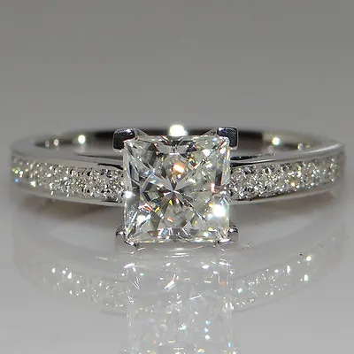 Handmade Princess Cut 1ct Engagement CZ 925 Silver Women Wedding Band Ring Sz4-9 • $4.99