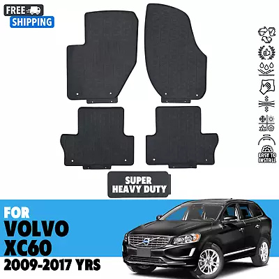 Floor Mats For 2009-2017 VOLVO XC60 All Weather SuperHeavyDuty Rubber Set Black • $79.99