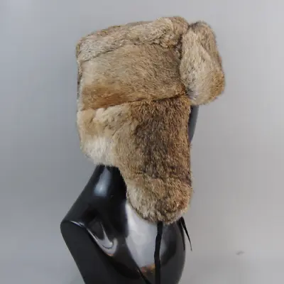 Men's Caps Warm Natural Rabbit Fur Hat With Earflaps Hot Sale Rabbit Fur Hats • $69.59