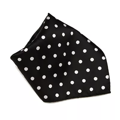 BLACK With WHITE Polka Dots Handkerchief Pocket Square Hanky Men's Handkerchiefs • $7.99