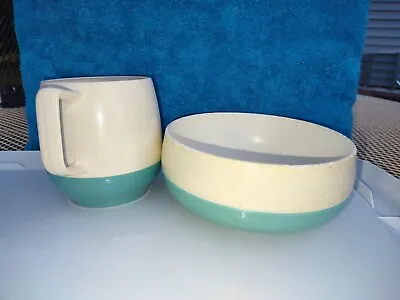 $11.99 • Buy 2 Piece 1960s VACRON Bopp Decker Blue And White Vacuum Bowls And Cup - Vintage