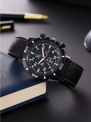 Men's Watch Black Silicone Watch Band Elegant Quartz Wrist Watch • $4.50