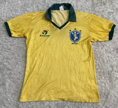 AGATA Brazil National Team Vintage 80s Shirt Trikot Mailot Football Soccer Sz 10 • $24.99