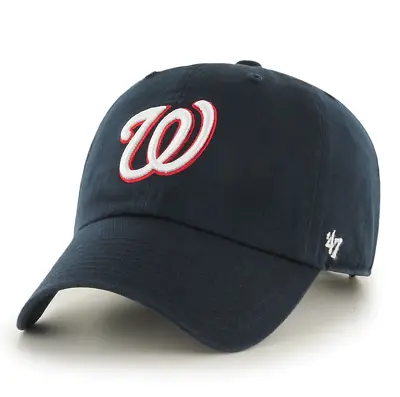 Washington Nationals '47 Brand Navy Blue Clean Up Adjustable Dad Hat • $29.99