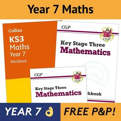 Year 7 Maths Books Workbooks Bundle Inc 10-Min Tests Ages 11-12 With Answers NEW • £18.95