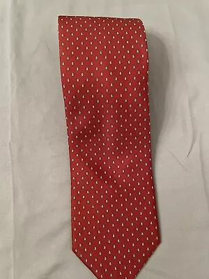 Brioni Red Tie Geometric 100% Silk Authentic Italy Necktie 65x3.75 • $44.99