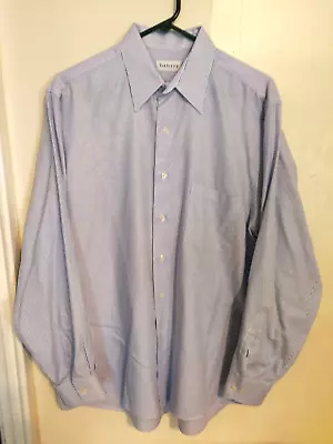 Van Heusen Mens Shirt L 16.5 34/35 Blue White Striped Wrinkle Free Long Sleeve • $11.50